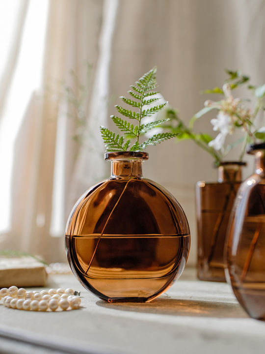 Nordic luxury glass bottles, tawny vases, living room, office, desktop