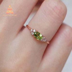 Womens Peridot Energy Healing Ring Green Gemstone Prosperity Ring