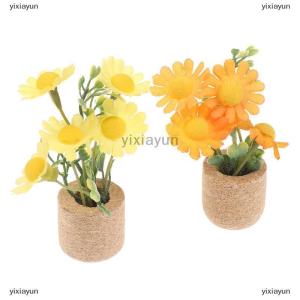 [COD] yixiayun 1 12 Dollhouse Simulation Daisy Plants Potted Model Doll Home Miniatur Flower Decor Toy Micro Landscape Garden Plants Ornament