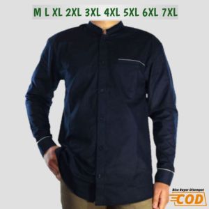 Kemeja Koko Pria Lengan Panjang Muslim Kemko Cowok Gamis Big Size Jumbo Baju Katun Coklat MLXL2XL3XL4XL5XL6XL7XL Terbaru