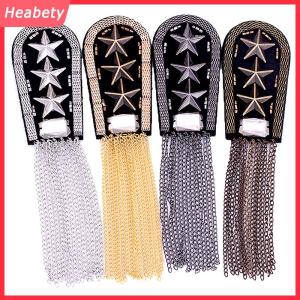 Heabety 1pcs cổ điển năm sao tua chuỗi Vai Hội Đồng Quản trị phù hiệu hạt vải kim loại epaulet epaulette quân sự pin trên huy chương Trâm