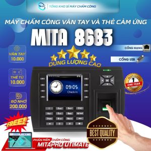 Máy Chấm Công MITA 8683- 10K Vân Tay Công Nghệ Đột Phá công suất lớn sử dụng 500-1.000 user