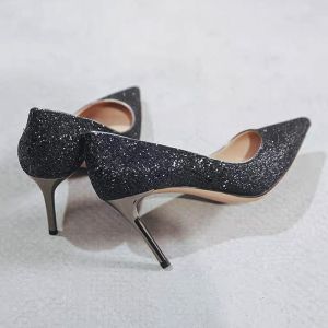 [Free Shipping] New Black High-Heeled Shoes With Red Soles A Stylish And Elegant Design Perfect For Wearing Outside Comfortable For Long Periods Of Standing And Suitable As Work Shoes