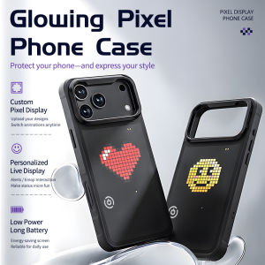 Smart LED Pixel Phone Case with Foldable Stand for iPhone 18 Pro Max 17promax 18Pro 17 Pro DIY Custom Animated Text Pattern Shockproof