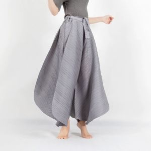 [NOVA quality] Miyake personality design drape pear-shaped body wide-leg pants  summer new womens loose and thin high-waist pants