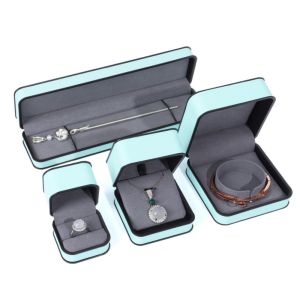 LETOY Round Corner PU Jewelry Box Black Edge Fashion Jewelry Display Box Modern Rectangular Flap Jewelry Packaging Boxes for Earring Necklace