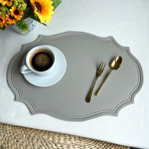 1PC High-Quality Waterproof Leather Placemats Retro-Style Heat-Insulating And Oil-Proof Placemats Creative  Kitchen Utensil