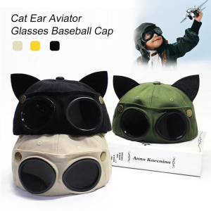 Personalized cat ear hat baseball cap aviator glasses fashionable personalized hat