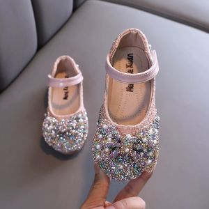 [Brandedbaby] 21-36 Sepatu Pesta Flat Anak Perempuan Premium Manik-Manik Mutiara Pita Hitam Pink Ivory Fashion Korea Anti Slip Sol Karet Mewah Elegant