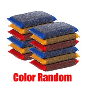 YESPERY 2/4/6Pcs Stainless Steel Wire Dishwashing Sponge Thickened Double Side Sponge Wipe Kitchen Tableware Dish Washing Household Cleaning Supplies