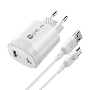 American Standard PD38w Power3.0 Fast Charging Adapter With Usb Type C Cable Ports Us Type-C Head Android Double Data Smart Phone Direct Line