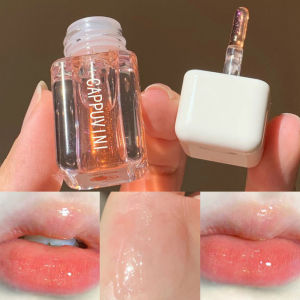Cappuvini 4 Warna Lip Tint Anti Air Tahan Lama Lip Gloss Kristal Lipstik Bening / Lip Gloss Jelly Glitter Lip Gloss Bening Tahan Air / pelembab dan madu bibir cermin bergizi COD -🌈Ninestar