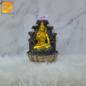 Golden Shiva Cascading Water Fountain with LED Light Crystal Sphere