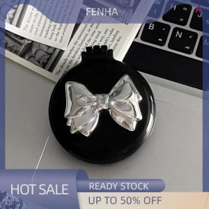 FENHA Mini Hair Comb With Mirror Foldable Comb Travel Portable Massage Women Girl Hair Brush Black Boeknot Comb Styling Tools Gift