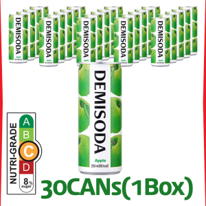 [DongA Otsuka] DemiSoda Apple 250mL X 30CAN | Expiry: March 2027 or later | Lightly Sparkling Real Friut Ade | Vegan Certification | Kfood