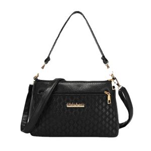 IELGY Túi Đeo Vai Dập Nổi Thời Trang Màu Đỏ Chống Nước Và Chống Mài Mòn Xách Tay Nhiều Túi Phong Cách Hàn Quốc Nữ Trơn Có Khóa Kéo PU