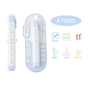 MARINI Cartoon To Do List Journal Stamp Self-ink Detachable Seal Pen Cute Portable Diary Seal Kids Gift School Stationery
