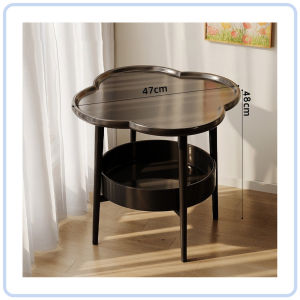 【DAILY ESSENTIAL】 Double-Layer Coffee Side Table - Black / White