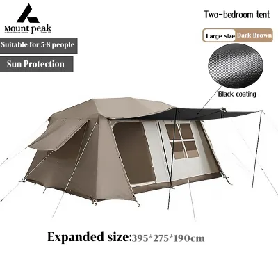 Mount Peak Double-Wall Automatic Tent Village 13 Second Generation Upgraded A-Frame Black Ridge Tent Cabin with Retractable Canopy