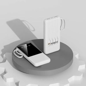 CCC Portable Power Bank 20000mAh Fast Charging External Battery Charger Powerbank For iPhone Xiaomi Built in Cables