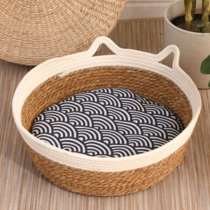 Handmade Rattan Pet Nest Straw Katil Kucing Cat House Cat Bed Cage Scratch Sarang Rotan Kucing Menggaruk Penggaruk