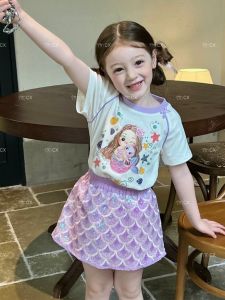 BB116 ชุดนางเงือก ลูกสาว เสื้อยืดแขนสั้นและกระโปรง งานดี คิ้วมากก