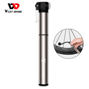 West Biking Portable Bicycle Air Pump Alloy 120PSI MTB Road Bike Tire Pump With Bulit-in Hose Ball Air Inflator Bicycle Accessories