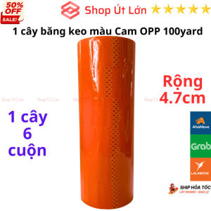 Băng keo màu Cam OPP 100yard nặng 1kg độ rộng cuộn 47cm lõi giấy 3mm mỗi cây 6 cuộn - Shop Út Lớn
