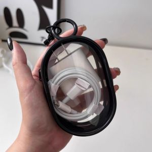 [New] Kotak Gantungan Penyimpanan Earphone Kabel Data Charger Hp / Pouch Bag Case Mini Simpan Casan Keychain Tas Slingbag Ransel MakeUp Kosmetik Zipper Box Storage Transparent Bening With HOOK / Organizer Multifungsi Pelindung Cable Headset Portable Murah