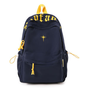 AE Simple solid color letter embroidered backpack large capacity lightweight suitable for both male and female students suitable for travel and commuting