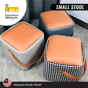 *READY STOCK* Nordic Home Small Stool Home Small Chair Fashion light luxury Saddle Stool Small Ottoman With PVC leather handle