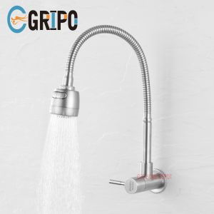 GRIPO 304 Stainless Big Body Type Universal Wall Faucet