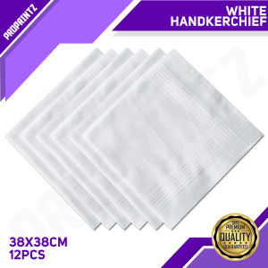PROPRINTZ 12pcs Pure White Handkerchiefs 38x38cm for Men and Women