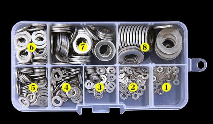 360Pcs Stainless steel Flat Washers Sealing Ring Washers Assortment Set ...