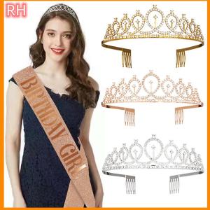 🔥🔥🔥ranghe 1 PC Bling Rhinestone pha lê vương miện vương miện kỷ niệm sinh nhật trang trí Hạnh Phúc Phụ Nữ 21 30th sinh nhật satin Sash Nguồn cung cấp bên