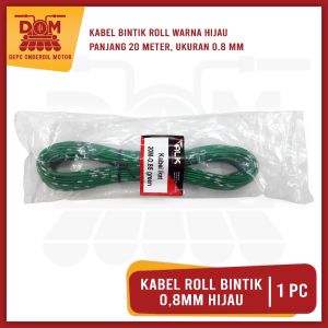 Kabel Roll Bintik Hijau 08 mm 20 Meter (ALK) Kabel Body Bintik serabut Tembaga Ukuran 08 Universal