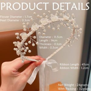 Spring Headpiece Bando Elegan Aksesoris Pengantin Faux Pearl Flower Decor Bridal Headband MBPP002