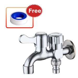 304 Stainless Steel 2 Way Faucet Valvet Bibcock Faucet 1 in 2 out Head Two Way Water Washer Tap Faucet 1 in 3