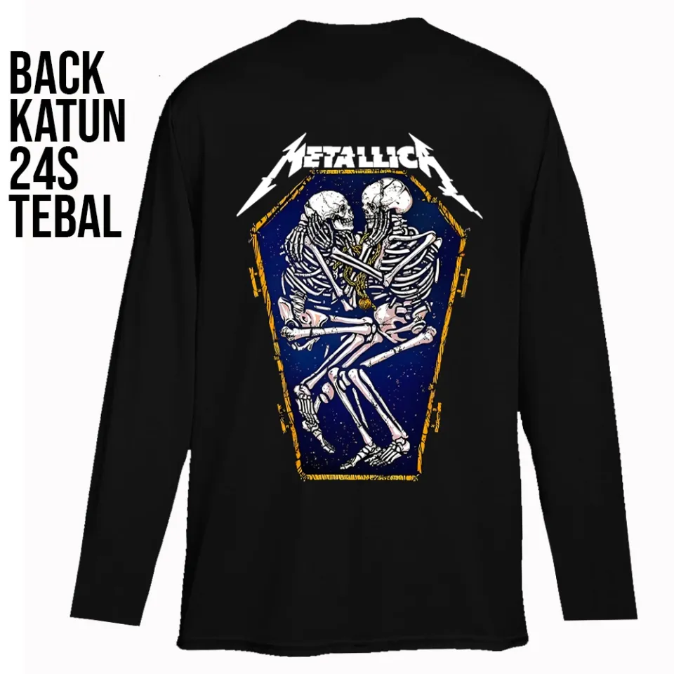 Baju Kaos Laki Dewasa Lengan Panjang BAND METAL T Shirt Pria Hitam