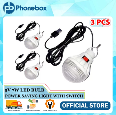 1 | 2 | 3PCS DC 5V USB LED Light Bulb with Switch Portable Energy Saving Emergen