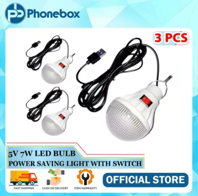 1 | 2 | 3PCS DC 5V USB LED Light Bulb with Switch Portable Energy Saving Emergency Night Light For Camping Hiking Lamps