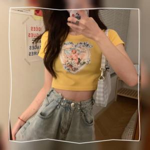 Psion ทันสมัยแฟชั่นนำเทรนด์ เสื้อคร เสื้อยืดอปแข นสั้นสกรี นลายกามเลุคเซ็กซี่ลุคสปอร์ตเซ็กซี่เหมือนเด็ก ใส่ทำงานก็ได้ เที่ยวก่อนหน้านี้ 🌂