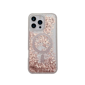 Luxury Glitter Quicksand Case for iPhone 15 16 17 Pro Max Magnets Magnetic Moving Sand Phone Cover Hard Liquid Shell Matte Funda