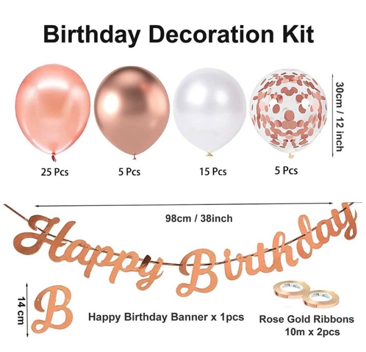 Rose Gold Confetti Latex Balloons for Birthday Wedding Anniversaire ...