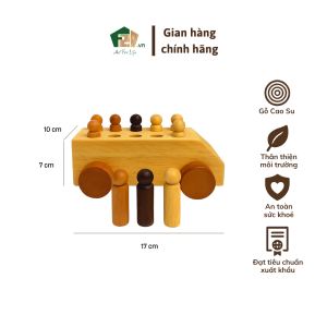 Xe đồ chơi bằng gỗ cao su tự nhiên cho bé – Thiết kế thủ công an toàn bền đẹp không góc cạnh
