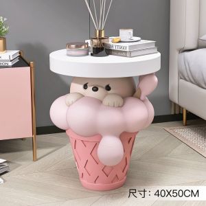 【LDIES】Creamy Bear Floor Decorations Home Accessories Living Room Coffee Table Bedroom Bedside Table Storage Sofa Side Table Housewarming Gift
