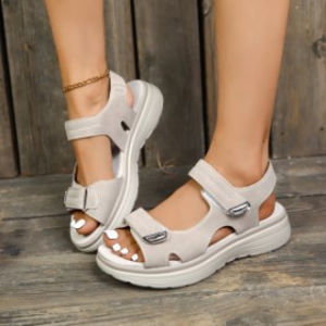 Free Shipping New Summer WomenS Shoes Large Size Thick-Soled Casual Sandals One-Strap Velcro Sandals WomenS Shoes