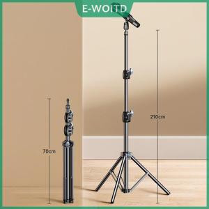 【E-WOITD】 Microphone Boom Tripod Stand 1.7 2.1M Mic Tripod Bracket 66CM Crossbar Arms With Clip And Phone Holder For Iphone Samsung Xiaomi