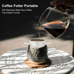 Folding Portable Hand Brewed Coffee Filter Coffee Dripper Cone for Drip Coffee and Tea with Stainless Steel Holder No Filter Paper Ultra Fine Encrypted Filter