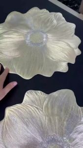 Waterproof Elegant Rose Gold PVC Placemat for Dining Table Peony Floral Design Ideal for Home Hotel